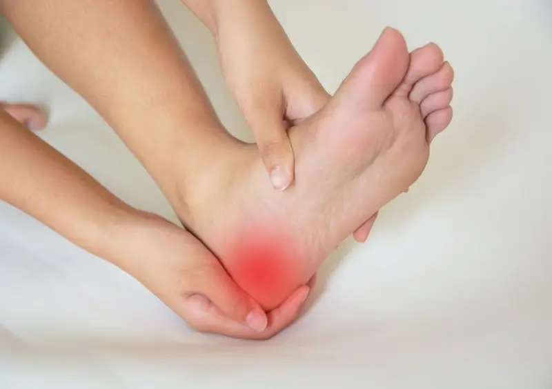 Ankle soreness often develops after weeks of persistent heel pain